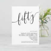 Modern minimalistisch witscript 50th Birthday Kaart (Staand voorkant)