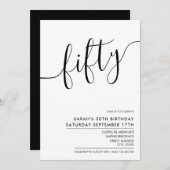 Modern minimalistisch witscript 50th Birthday Kaart (Voorkant / Achterkant)