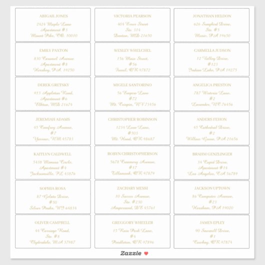 Modern minimalistisch | Witte gouden gadeadreslabe Sticker (Vel)