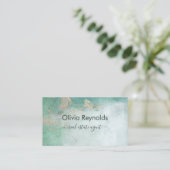 Modern minimalistisch zacht verweerd Blauwgroen gr Visitekaartje (Staand voorkant)