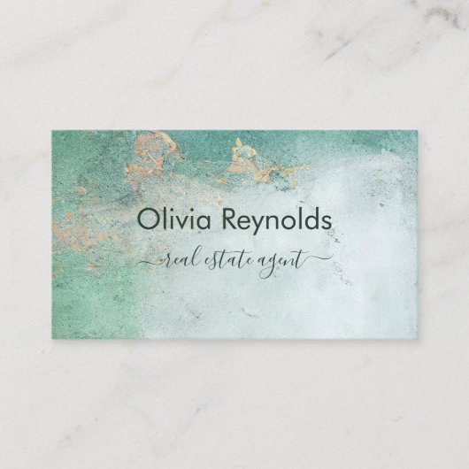 Modern minimalistisch zacht verweerd Blauwgroen gr Visitekaartje (Voorkant)