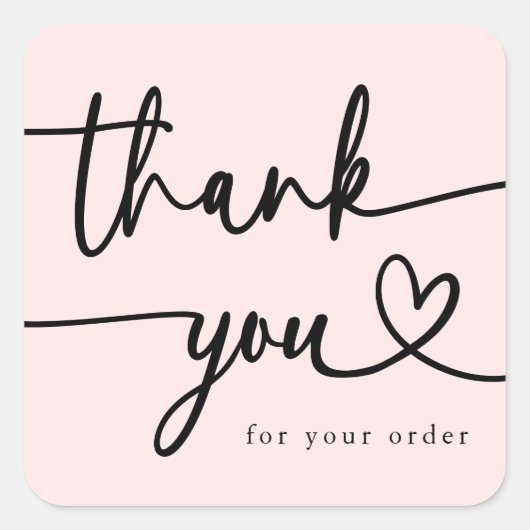 Modern minimalistisch zakelijk bedankschrift | roz vierkante sticker (Voorkant)