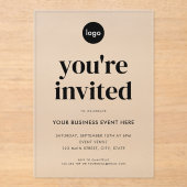Modern minimalistisch zakelijk evenement acryl uitnodigingen (Voorkant)