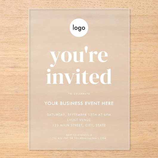 Modern minimalistisch zakelijk evenement acryl uitnodigingen (Voorkant)