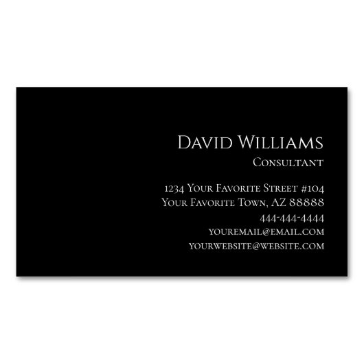 Modern minimalistisch zakelijk professioneel zwart magnetisch visitekaartje (Voorkant)