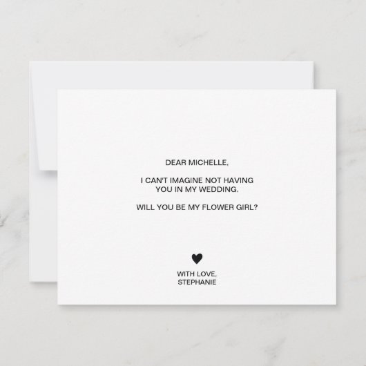 modern minimalistisch zal je mijn bloemmeisje zijn kaart (Achterkant)