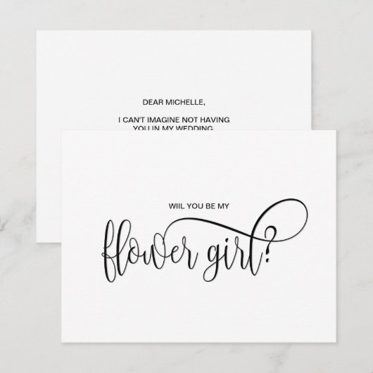 modern minimalistisch zal je mijn bloemmeisje zijn kaart (Voorkant / Achterkant)