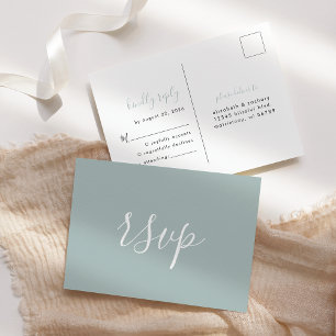 Modern minimalistisch Zee Glass Wedding RSVP Briefkaart
