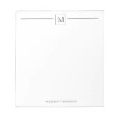 Modern minimalistisch zilver grijs monogram vierka notitieblok (Voorkant)