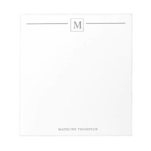 Modern minimalistisch zilver grijs monogram vierka notitieblok