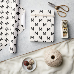 Modern Minimalistisch Zwart aangepast monogram pat Cadeaupapier