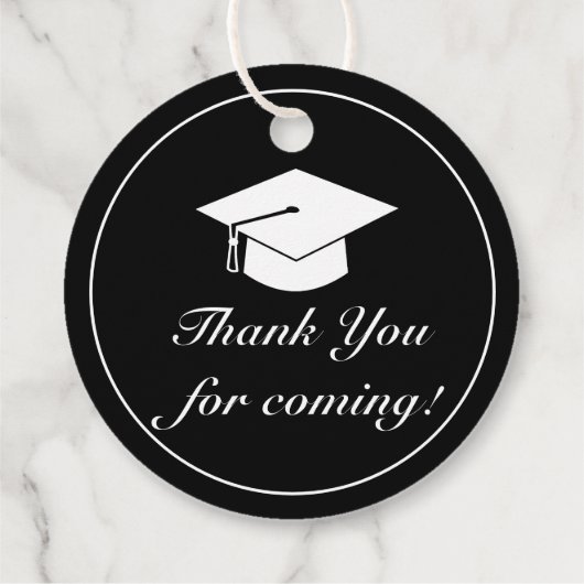 Modern minimalistisch zwart Afstuderen Dank u Bedankjes Labels (Achterkant)