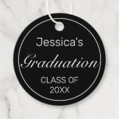 Modern minimalistisch zwart Afstuderen Dank u Bedankjes Labels (Voorkant)