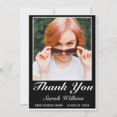 Modern minimalistisch zwart Afstuderen Foto bedank Bedankkaart (Voorkant)