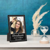 Modern minimalistisch zwart Afstuderen foto Plaque Fotoplaat (Zijkant)