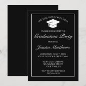 Modern minimalistisch zwart Afstuderen Kaart (Voorkant / Achterkant)