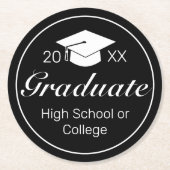 Modern minimalistisch zwart Afstuderen Ronde Kartonnen Onderzetter (Voorkant)