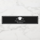 Modern minimalistisch zwart Afstuderen Waterfles Etiket (Enkel label)