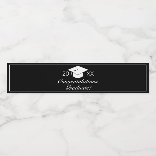 Modern minimalistisch zwart Afstuderen Waterfles Etiket (Enkel label)