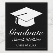 Modern minimalistisch zwart Afstuderen Wijn Etiket (Enkel label)