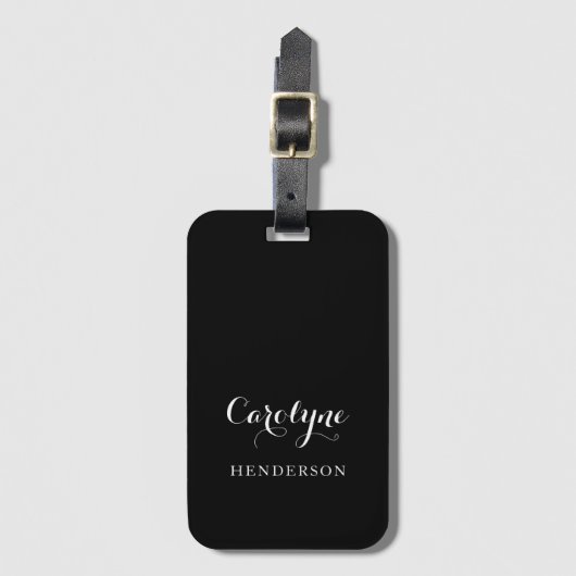 Modern minimalistisch zwart bagagelabel (Voorkant (verticaal))