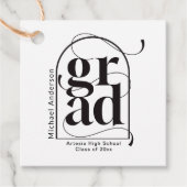 Modern minimalistisch zwart boog vet Afstuderen Bedankjes Labels (Voorkant)