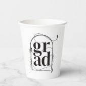 Modern minimalistisch zwart boog vet Afstuderen Papieren Bekers (Voorkant)