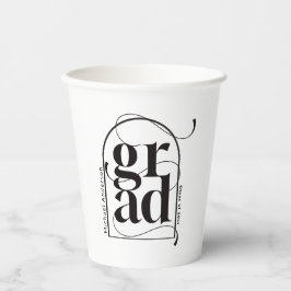 Modern minimalistisch zwart boog vet Afstuderen Papieren Bekers