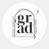 Modern minimalistisch zwart boog vet Afstuderen Ronde Sticker (Voorkant)