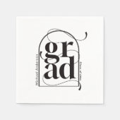 Modern minimalistisch zwart boog vet Afstuderen Servet (Voorkant)