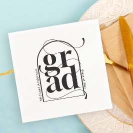 Modern minimalistisch zwart boog vet Afstuderen Servet