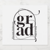 Modern minimalistisch zwart boog vet Afstuderen Sparkling Wijnetiket (Enkel label)