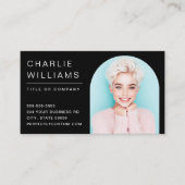 Modern minimalistisch zwart boogfoto lijst visitekaartje (Voorkant)