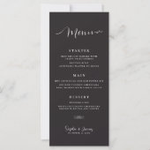 Modern Minimalistisch Zwart Bruiloft Diner Menu (Voorkant)