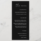 Modern Minimalistisch Zwart Bruiloft Diner Menu (Voorkant)