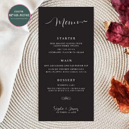 Modern Minimalistisch Zwart Bruiloft Diner Menu