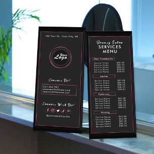 Modern Minimalistisch Zwart en Chic Roze Salon Men Reclamekaart