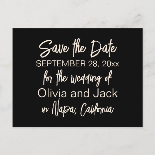 Modern minimalistisch zwart en crème bespaar de da briefkaart (Voorkant)