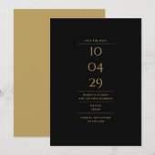 Modern Minimalistisch Zwart en Goud Bruiloft Save The Date (Voorkant / Achterkant)