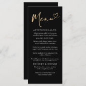 Modern minimalistisch zwart en goud menu (Voorkant / Achterkant)
