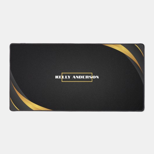 Modern minimalistisch zwart en goud patroon met aa bureaumat (Voorkant)