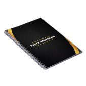 Modern minimalistisch zwart en goud patroon met aa notitieboek (Rechterzijde)