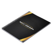 Modern minimalistisch zwart en goud patroon met aa notitieboek (Linkerzijde)