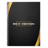 Modern minimalistisch zwart en goud patroon met aa notitieboek (Voorkant)