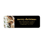 Modern minimalistisch zwart en goud vrolijk kerstf etiket (Voorkant)