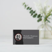 Modern minimalistisch zwart en grijs 1 foto visitekaartje (Staand voorkant)