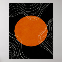 Modern Minimalistisch zwart en Oranje Abstract Pos