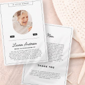 Modern minimalistisch zwart en wit eenvoudig begra bedankkaart