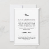 Modern minimalistisch zwart en wit eenvoudig begra bedankkaart (Achterkant)