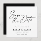 Modern minimalistisch zwart en wit eenvoudig save the date (Voorkant / Achterkant)